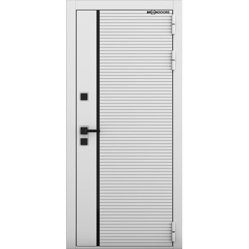 Входная металлическая дверь Branddoors Пиано Белый 024 Зеркало Maxi "Аляска"