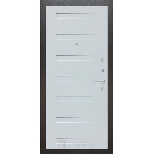 Входная металлическая дверь Labirint Silver 14, Цвет "Дуб кантри белый горизонтальный"