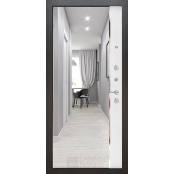 Входная металлическая дверь Labirint Silver с зеркалом Панорама