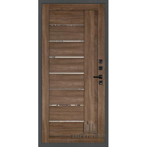 Входная металлическая дверь Regidoors Президент Лайн ТИТАН LIGHT 2110 с зеркалом "Серый велюр"