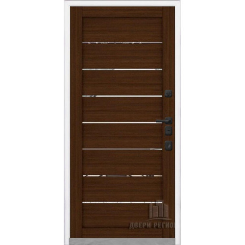 Входная металлическая дверь Regidoors КОМПОЗИТ ТЕРМО LIGHT 2125 с зеркалом "Орех вельвет"