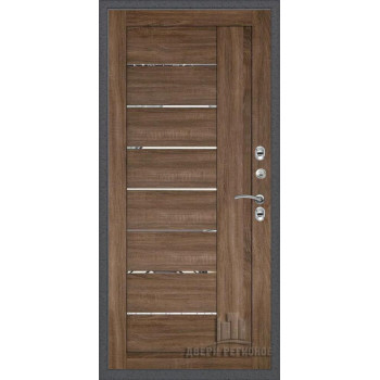Входная металлическая дверь Regidoors Термо 3 Серебро LIGHT 2110 с зеркалом "Серый велюр"