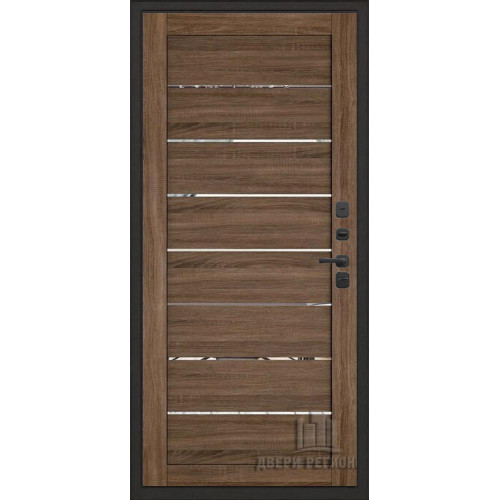 Входная металлическая дверь Regidoors Президент Стайл LIGHT 2125 с зеркалом "Серый велюр"