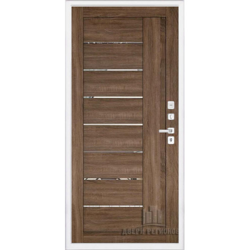 Входная металлическая дверь Regidoors NOVA LIGHT 2110 с зеркалом "Серый велюр"