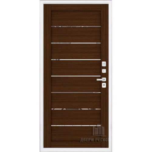 Входная металлическая дверь Regidoors NOVA LIGHT 2125 с зеркалом "Орех вельвет"