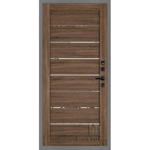 Входная металлическая дверь Regidoors Сенатор SOLID LIGHT 2125 с зеркалом "Серый велюр"