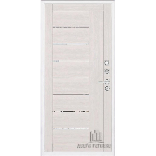 Входная металлическая дверь Regidoors Президент Лайн БЕЛЫЙ LIGHT 2110 с зеркалом "Капучино велюр"