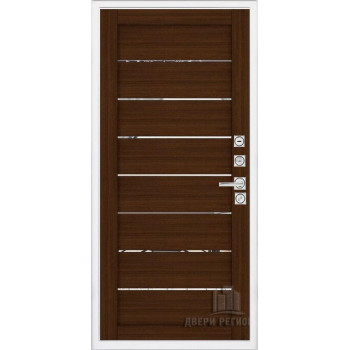Входная металлическая дверь Regidoors Президент Лайн БЕЛЫЙ LIGHT 2125 с зеркалом "Орех вельвет"