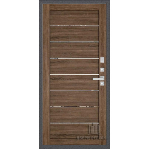 Входная металлическая дверь Regidoors Колизей Плюс LIGHT 2125 с зеркалом "Серый велюр"