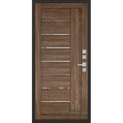 Входная металлическая дверь Regidoors Сенатор Плюс LIGHT 2110 с зеркалом "Серый велюр"
