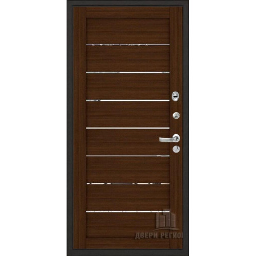 Входная металлическая дверь Regidoors Центурион Меттэм LIGHT 2125 с зеркалом "Орех вельвет"