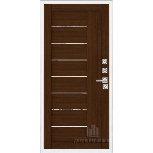 Входная металлическая дверь Regidoors Президент Лайн БЕЛЫЙ LIGHT 2110 с зеркалом "Орех вельвет"