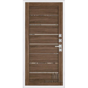 Входная металлическая дверь Regidoors Президент Лайн БЕЛЫЙ LIGHT 2125 с зеркалом "Серый велюр"