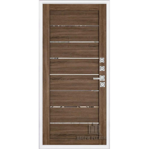 Входная металлическая дверь Regidoors Президент Лайн БЕЛЫЙ LIGHT 2125 с зеркалом "Серый велюр"